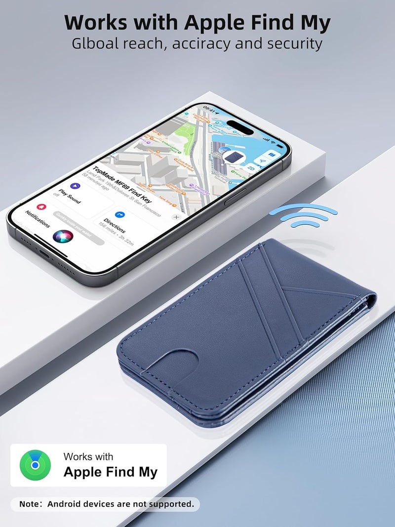 TopMade for MagSafe Wallet Stand, Works with Apple Find My, Magnetic Wallet for iPhone 17/16/15/14/13/12 Series, for iPhone Wallet with Finder Tracker, 6 Card Holder, RFID Blocking, Slim, Navy Blue - Image 2